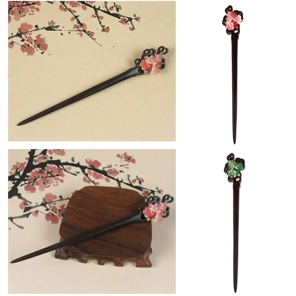 Vintage Ebony Hair Stick Hairpin Pins Flower Fashion Classic Hair Accessories