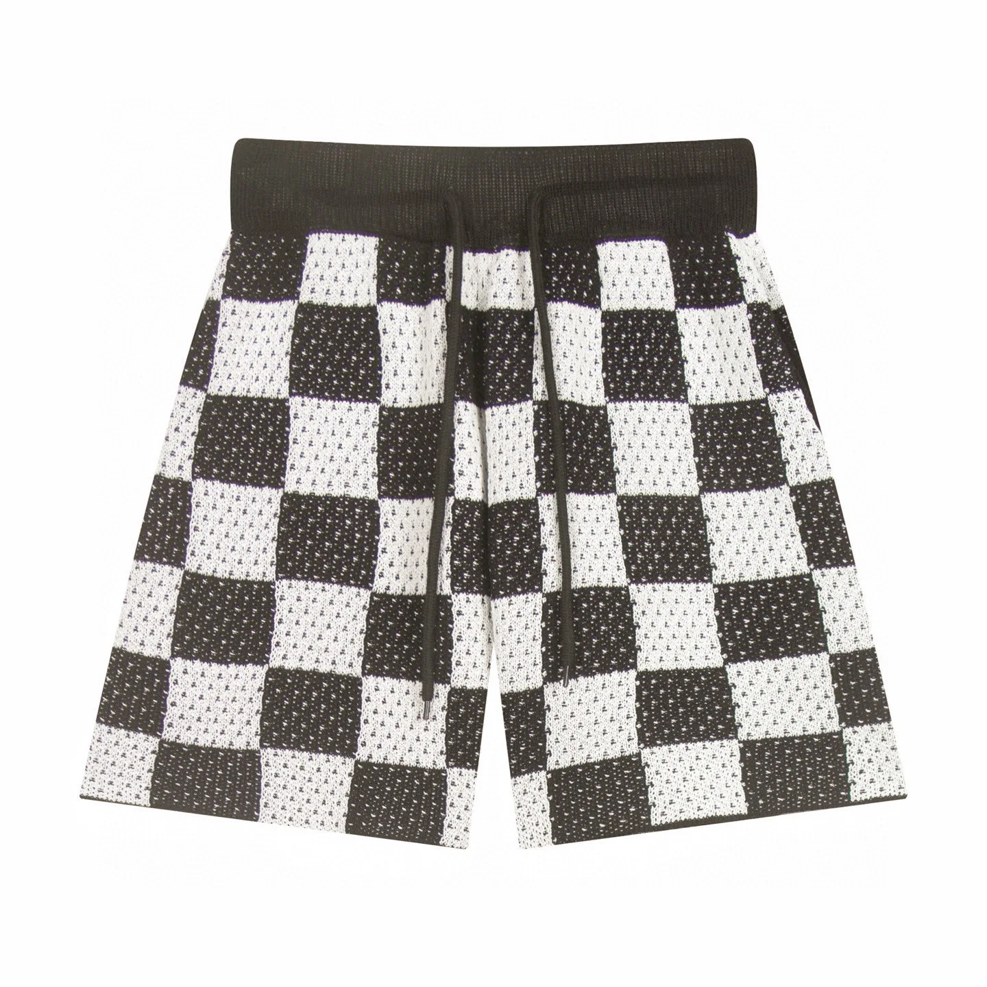 

Вязаные повседневные шорты в тон для мужчин, лоскутные свободные мешковатые брюки до колена в клетку, летние шорты большого размера