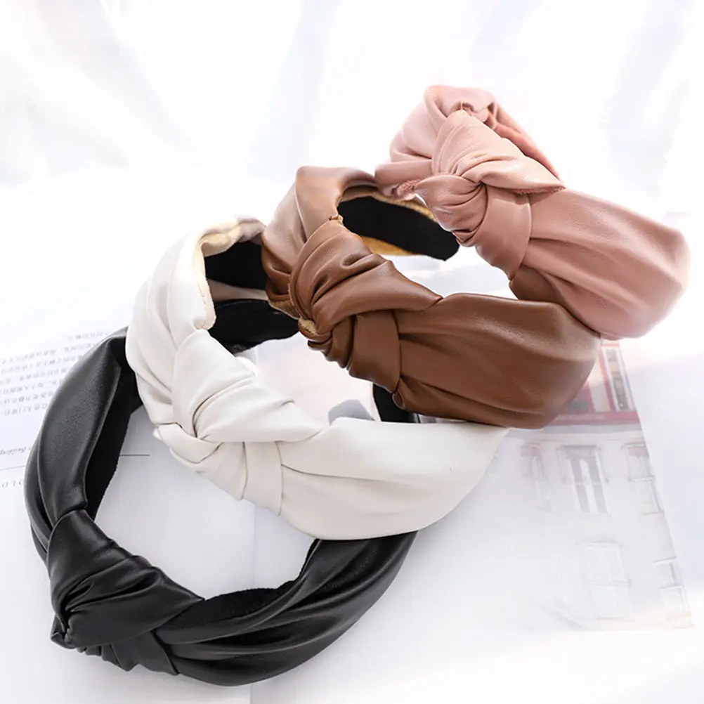 

2 Pcs Headband Shower Hairband Makeup Decorate Yoga Hoops Pu Knotted Headbands for Women Women's