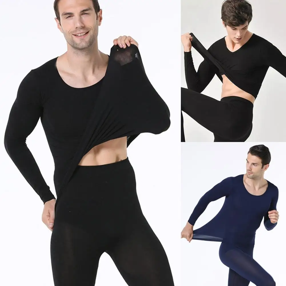 New Winter Thermal Underwear Set Men\'s O-neck Long And Tops High Elasticity Comfortable Men\'s Cold Protection Suit