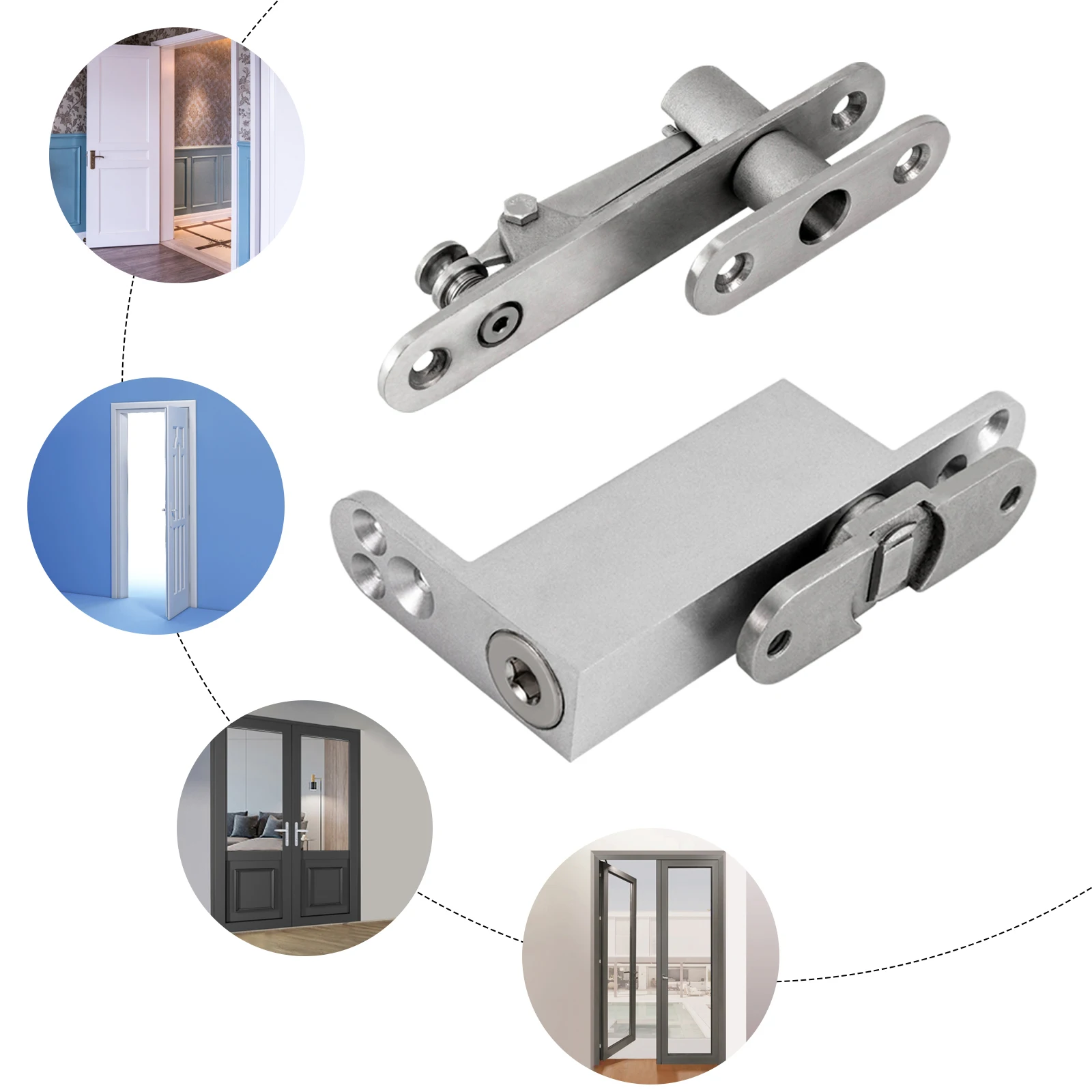 

Commercial/Home Self Closing Door Pivot Hinges Heavy Duty Hidden Hinges for Wood Doors 90 Degree Shaft Stainless Steel Invisible