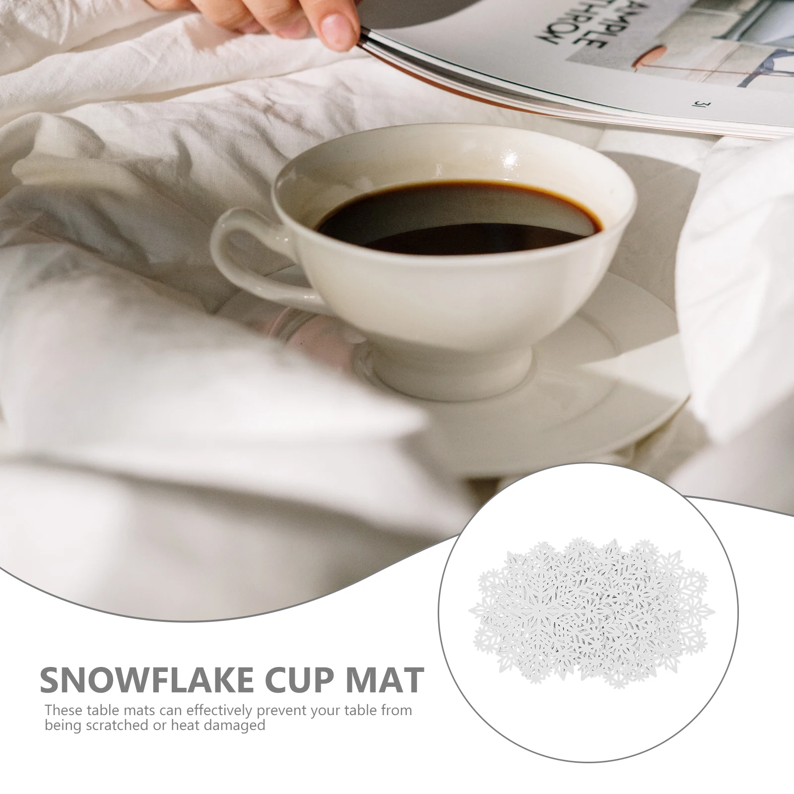 

6pcs Snowflake Shape Cup Mats Christmas Decorative Coasters Creative Household Heat Insulation Non-Skid Mug Mats For Coffee Tea