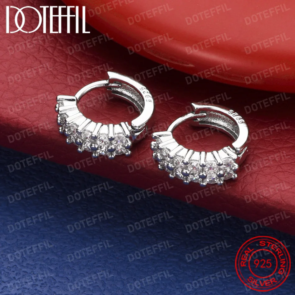 925 Sterling Silber Exquisite Doppelreihige Zirkon-Ohrringe für Damen - Modisches Hochzeits- und Partygeschenk Schmuck