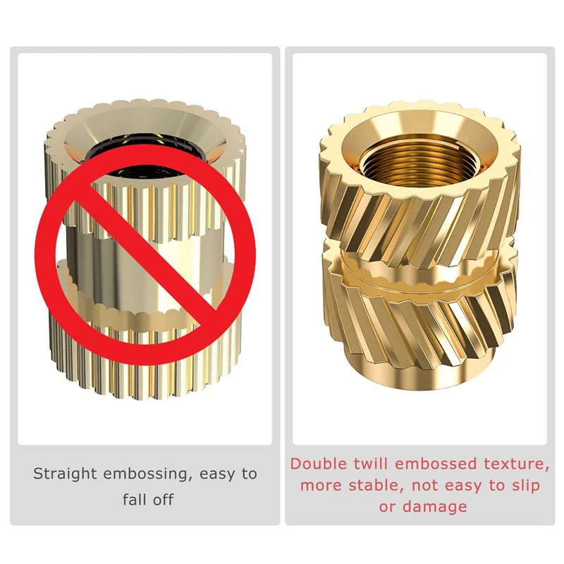 

PORK-600Pcs M3X5.7-OD4.6 Thread Knurled Brass Threaded Heat Set Heat Resistant Insert Embedment Nut For 3D Printer