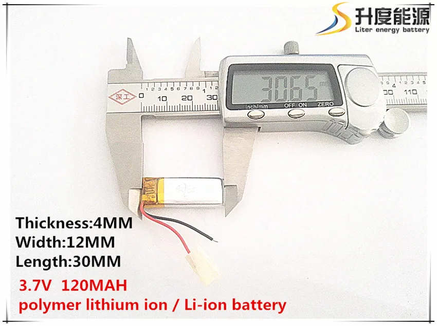 Polymer lithium battery 3.7 V, 401230 041230 120mah Thickness:4MM Width:12MM Length:30MM