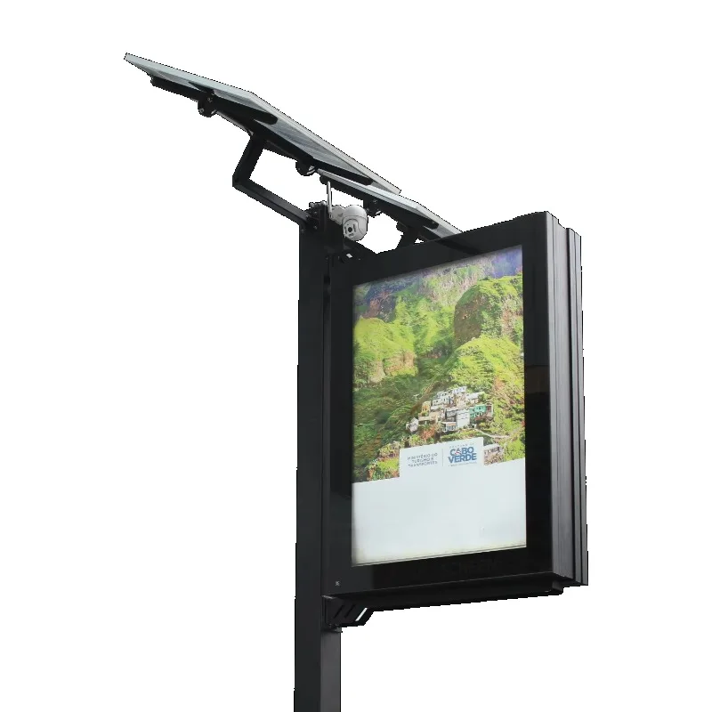 2025New Aluminum Frame Enclosure Solar Light Box Led Backlit Publicidad Scrolling Poster Electronic Billboard