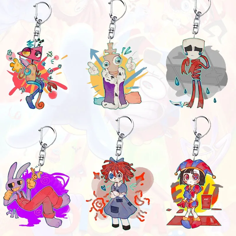 

Amazing Circus Acrylic Keychain Child Anime Cartoon Decorate Bag Pendant Accessories Keyring Student Exquisite Birthday Gift