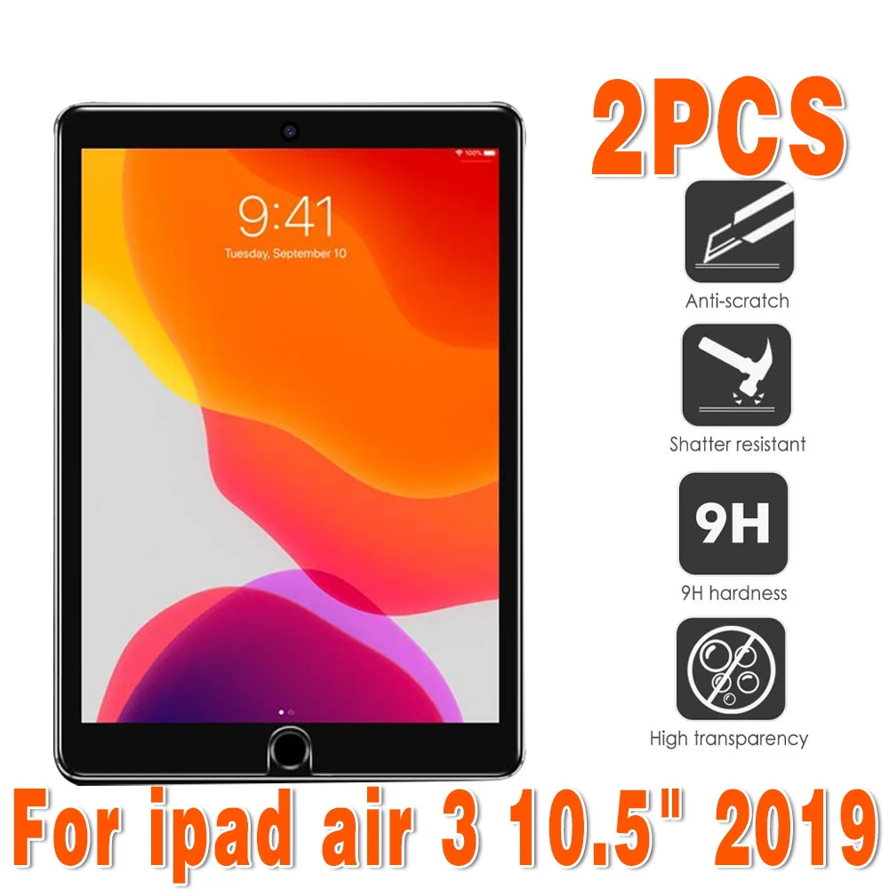 2 Pcs Tempered Glass Film for Apple for IPad Air 3 10.5 Inch A2153 A2123 A2152 A2154 9H HD 0.3mm Tablet Screen Protective Film