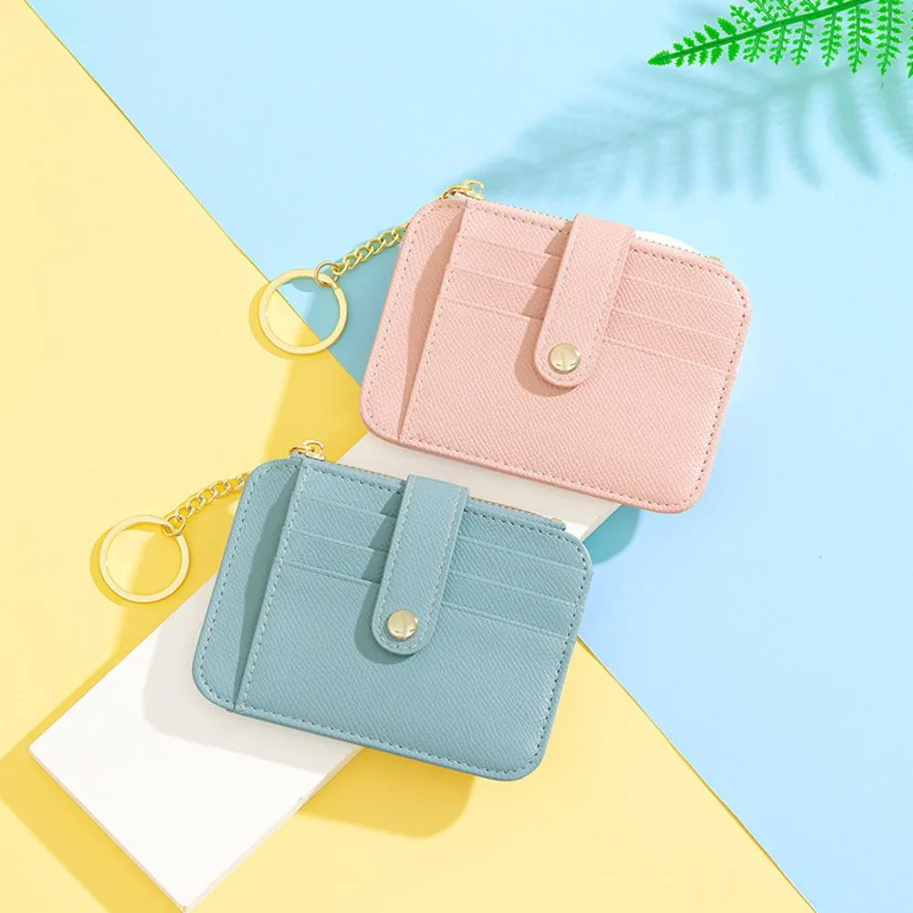 محفظة نقود عصرية، حقيبة بطاقات معلقة، محفظة جيب قصيرة متعددة الوظائف مع سلسلة مفاتيح وحامل بطاقات بسحاب في الهواء الطلق