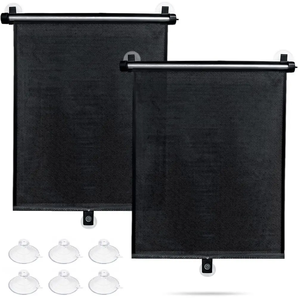 2-Pack Retractable Car Window Shades - UV and Heat Blocking, Ideal for Kids, Pets, and Passengers