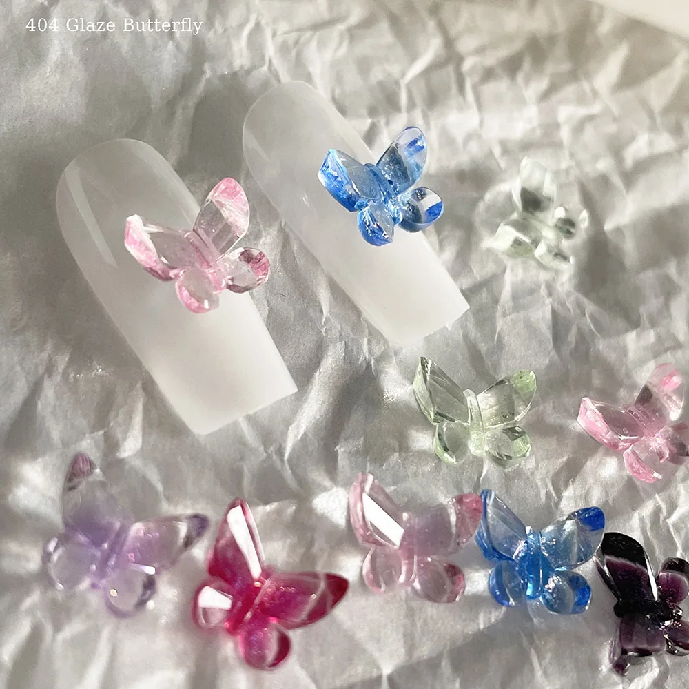 

-Glaze Butterfly- Ice Glassy Pixies Glitter Resin Jewelry Transparent Painted Buterfly Acrylic Accessories Nail Tip Trinkets 404