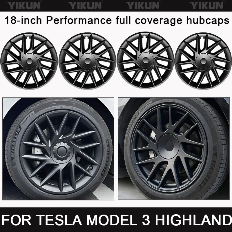 

4pcs HubCap For Tesla Model 3 Highland 2024 18 Inch Performance Wheel Cap Replacement Automobile Full Rim Cover Car Accessories