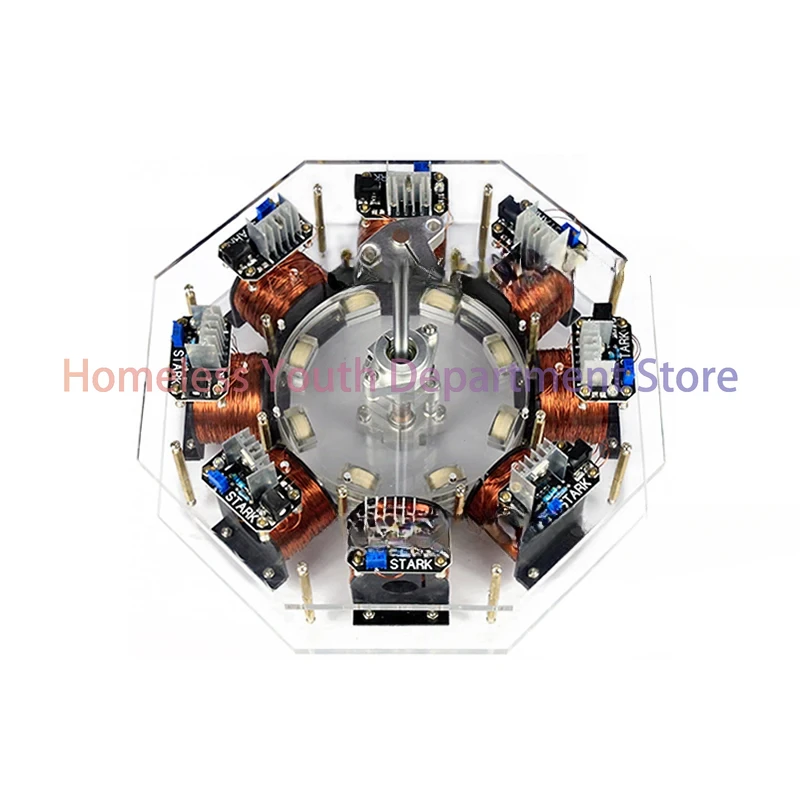 8-stage stator brushless internal rotor motor large-scale Bedini motor pseudo-perpetual motion machine，High power motor module