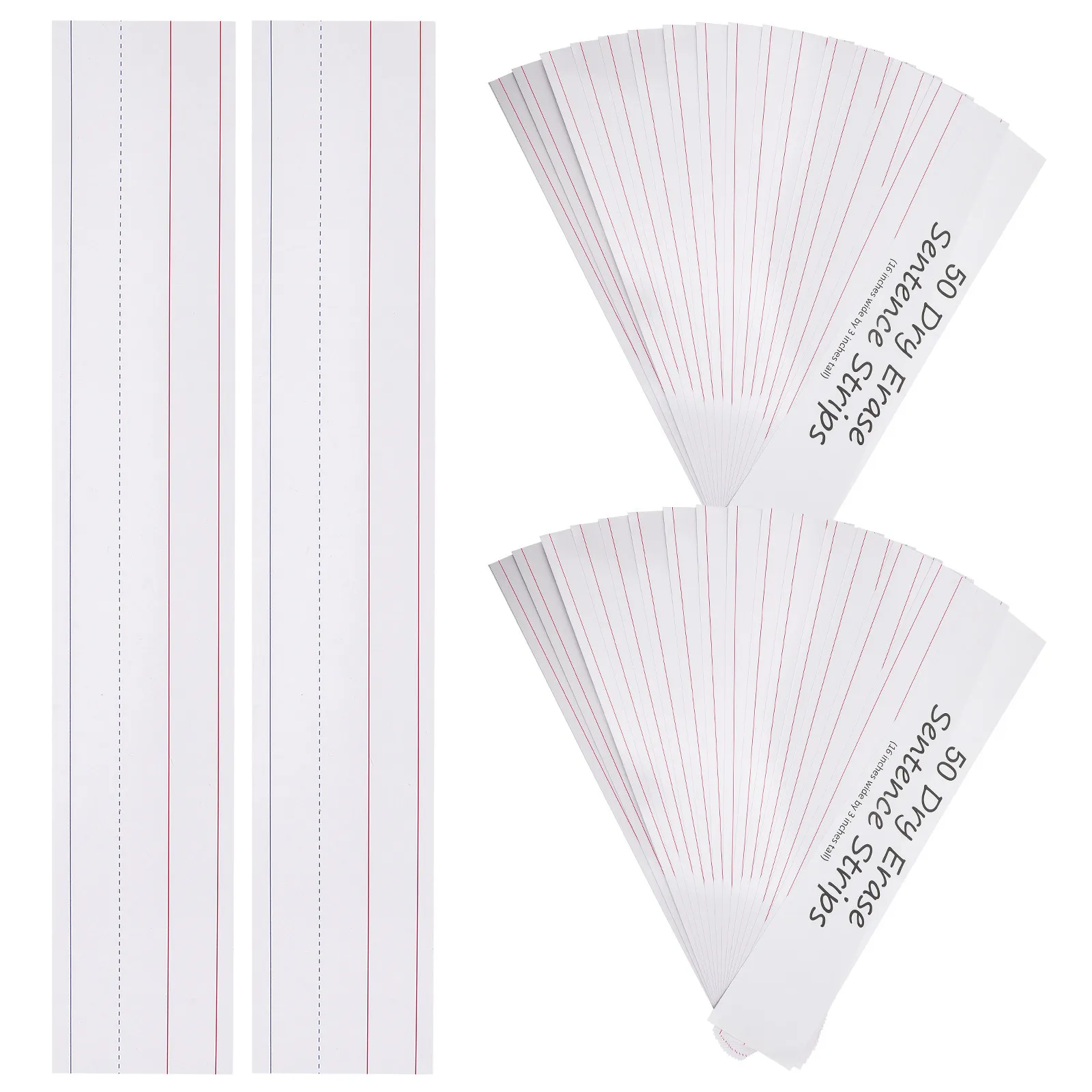 

50Pcs Sentence Strips Ruled Writing Strips for Classroom Teaching Students English Practice Supplies Sentence Strip