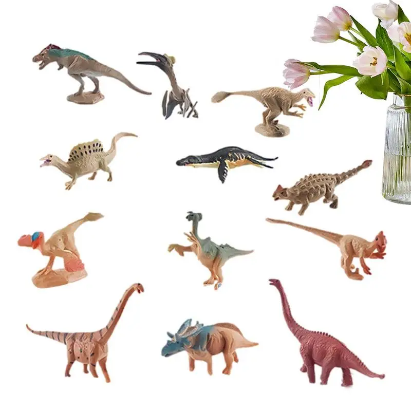 Simulation Mini Dinosaur Figurines Cute Animal Figures Cognition Educational Toy Kid Ancient Collection Home Decor 12 Pcs/Set