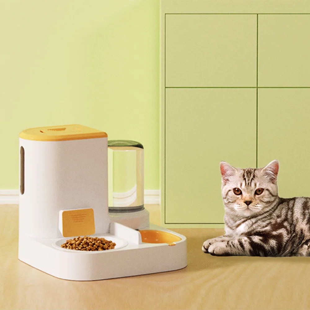 Automatic Pet Feeder Dry Wet Separation Stainless Steel Bowl Cat Puppy Water Food Ceramic Bowl Large Capacity Pet Food Basin