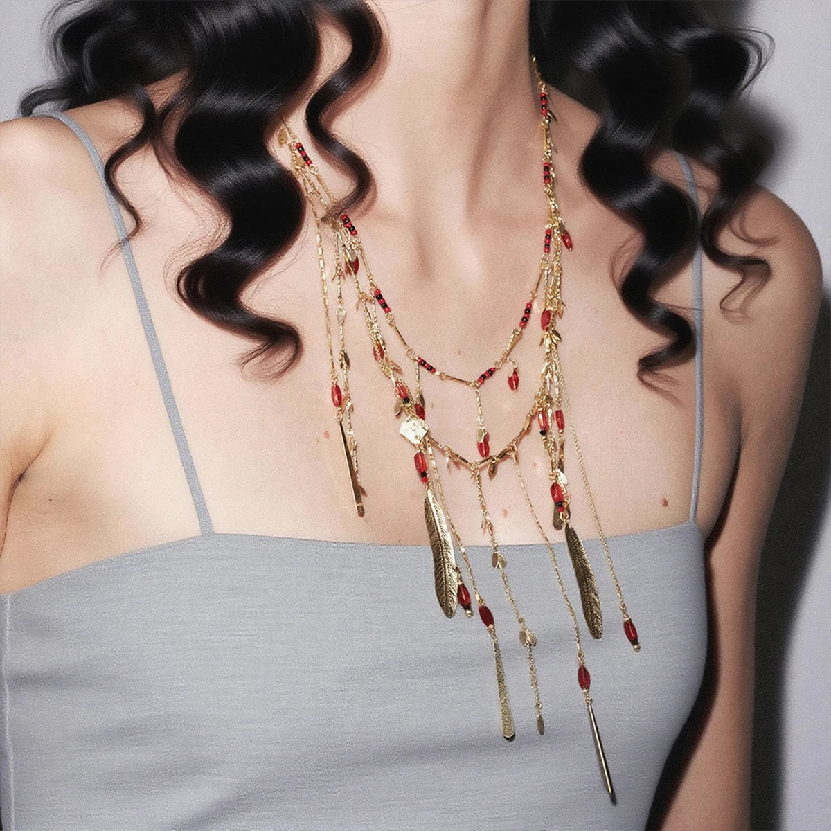 

New ZAA Metal Chains Long Tassels Necklaces for Women Holiday Party Jewelry Gifts