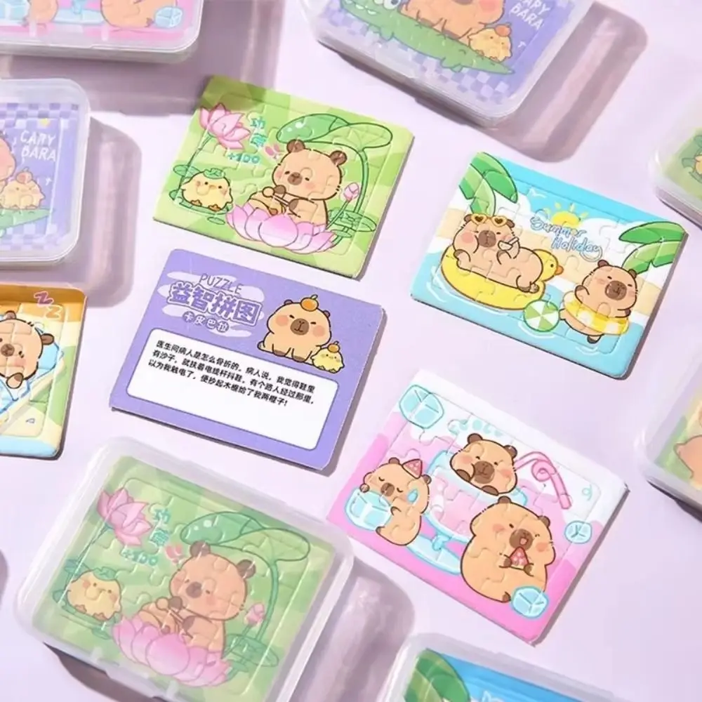 

5 шт., бумажные пазлы с изображением мультяшных животных, капибары, сделай сам, мини-пазл с капибарой, милые двусторонние детские развивающие игрушки