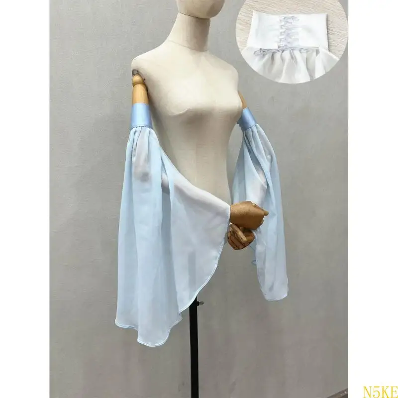 Bridal Sheer Bishop Sleeve Arm Cover for Bride False Sleeve Tulle for Play Costume Women Wedding Gown Sleeves