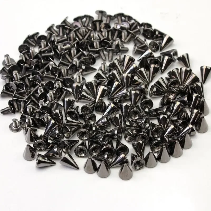 100Pcs Black Punk Spike Rivet Screw Bead DIY Metal Cone Studs Leather Craft Spots Rock