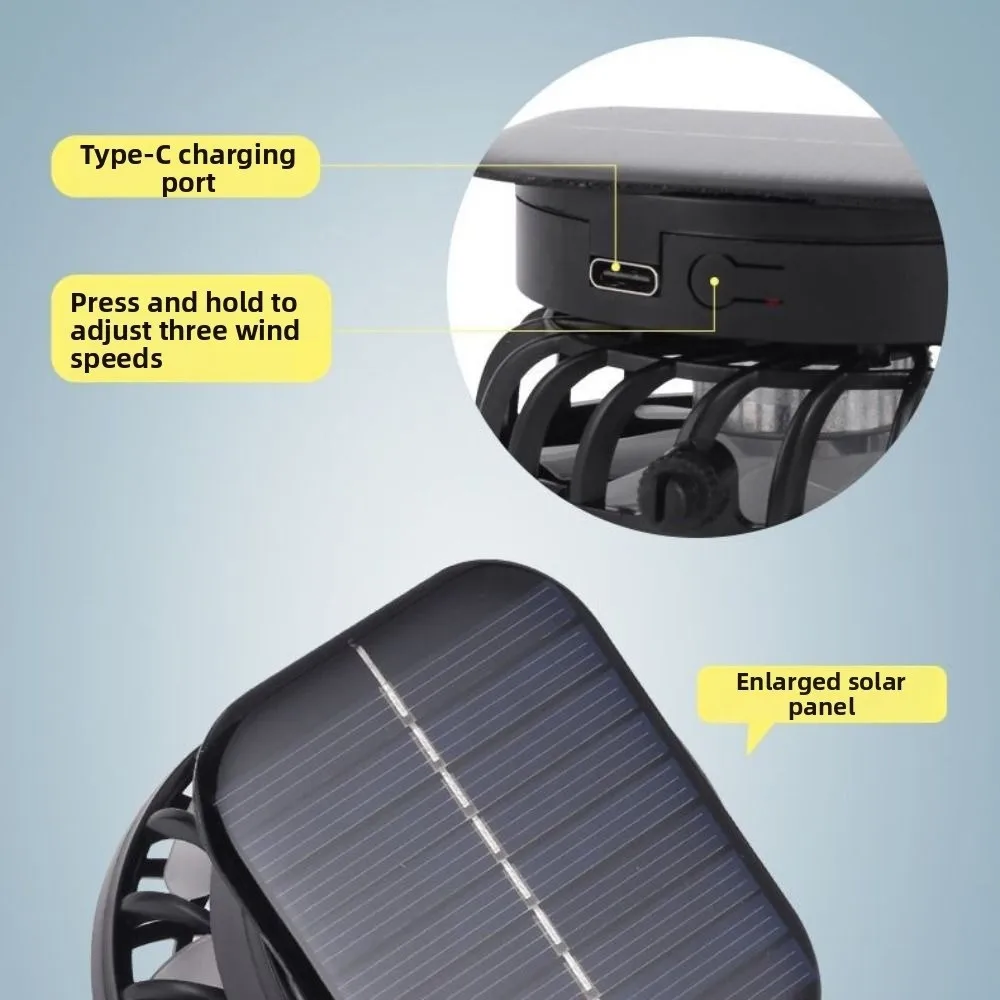 Praktischer Solar-Ventilatorhut mit Doppellüfter, atmungsaktiv, UV-Schutz, breite Krempe, Sonnenkappe, leicht, starker Wind, Angelhut, Camping – Detail 2