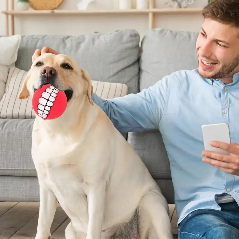 Hundeball, quietschendes Spielzeug, interaktiver Welpen-Spielzeugball, Zahnen, Kauen, Klangball, bissfest, sicheres PVC, für kleine bis große Hunde