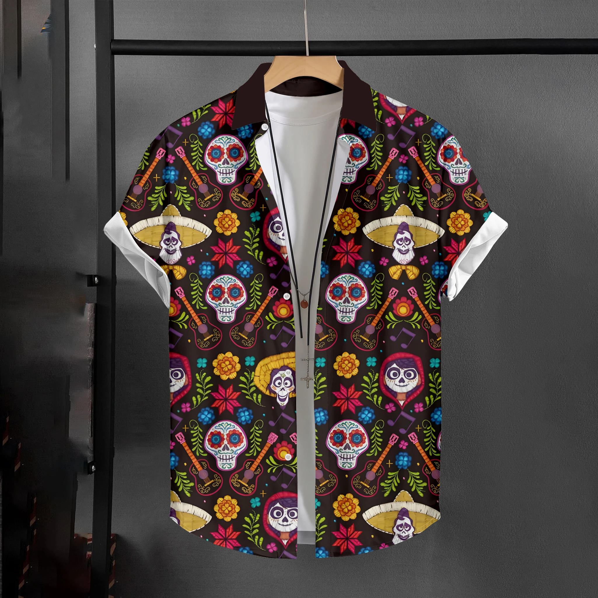 Coco Anime Hawaiian Beach Shirt Summer 3D printing Cartoon Men New Shirts Short Sleeve 2026 New Fashion Male Clothes