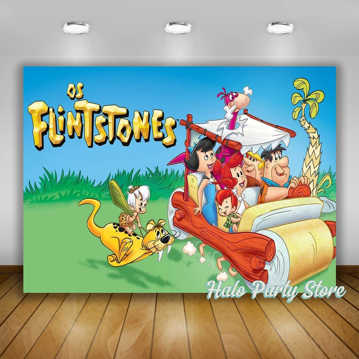 Flintstones Birthday party  Backdrop Kids Birthday Baby Shower Photo Background Photography Vinyl  Cartoon  Boy  Cute  1st Decor