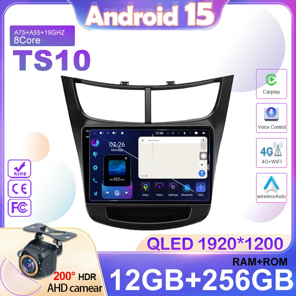 

Car Radio Android 15 For Chevrolet Sail Aveo 2015 - 2019 GPS Navigation Video Carplay Auto Stereo Multimedia Player 5G Wifi 2din