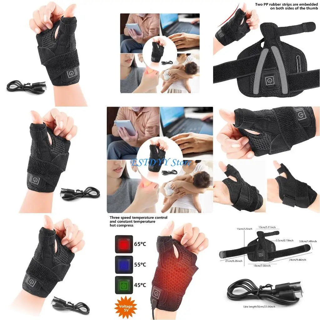 

G6DE Electric Heated Wrist Wrap USB Wrist Heating Pad with 3 Heat Setting for Home