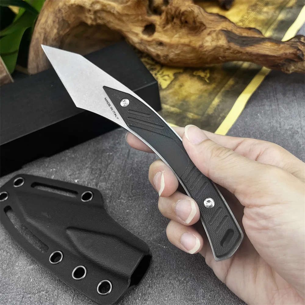

KiRi Straight Handle Knife 2.48” 8Cr13Mov Fixed Blade Tactical Knife Black G10 Handle with Sheath Outdoor Hunting Camping Tool