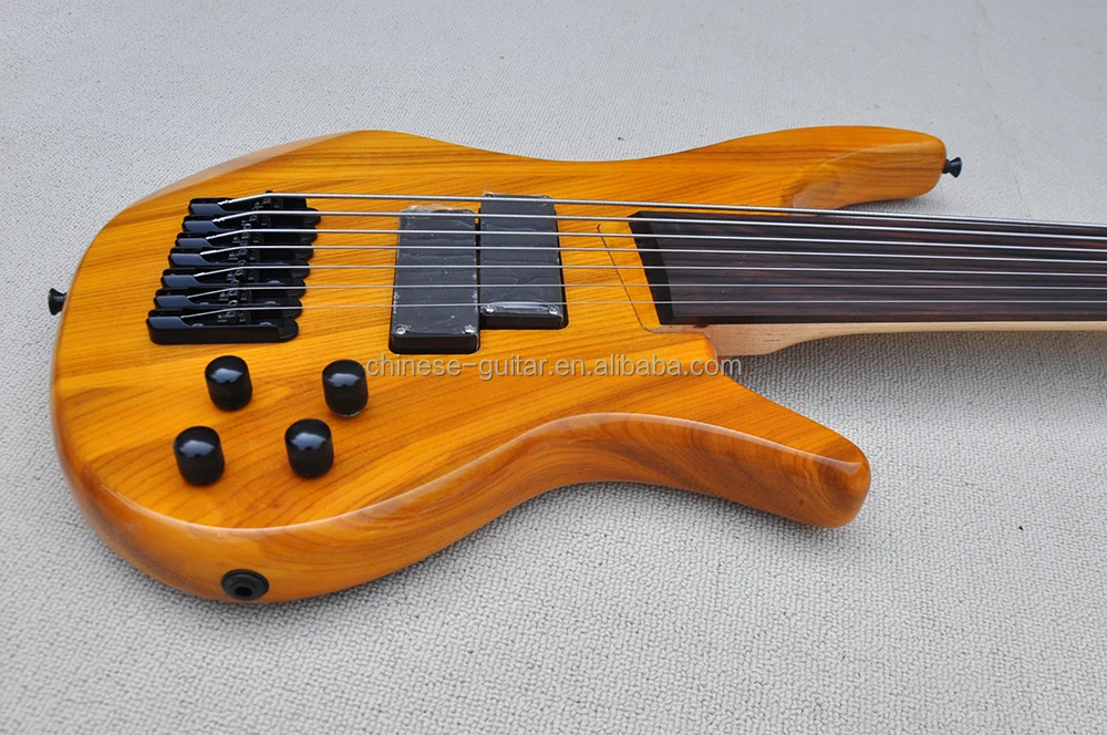 Bajo eléctrico Flyoung amarill - Bass Guitar Fretless reseña y precio