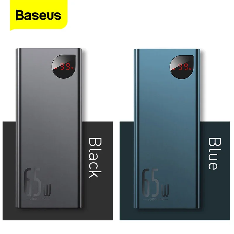 Baseus 65W Power Bank 20000mAh Portable Power Bank PD QC 3.0 Charger, suitable for Apple 14Pro Xiaomi Samsung Huawei Notebook