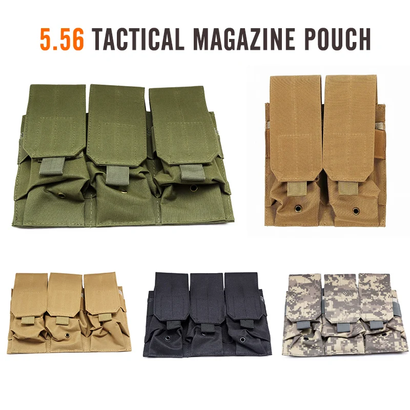 Tactical MOLLE Triple Magazine Pouches Double Triple Shooting Mag Pouch Wargame Paintball 5.56 7.62Mag Bag