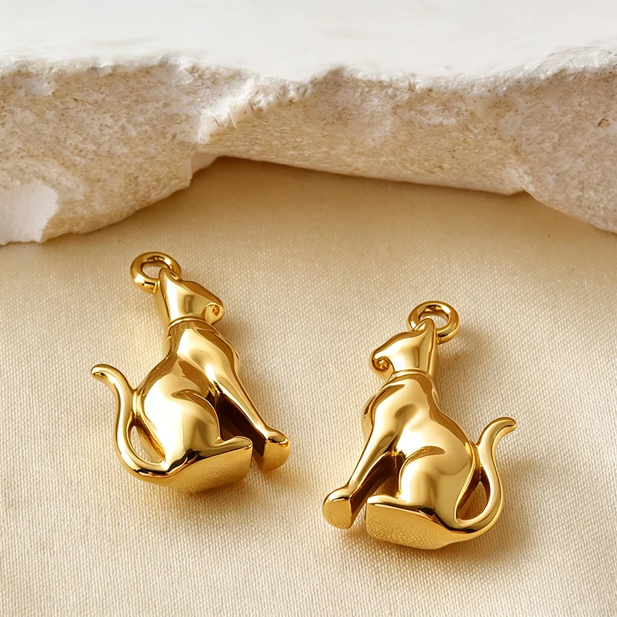 5 Stück goldfarbene Edelstahl-Anhänger in Form von niedlichen Hunden, Fischen und Enten, PVD-beschichtet, für Schmuckherstellung, Tieranhänger, DIY-Halskette, Schlüsselanhänger – Detail 6