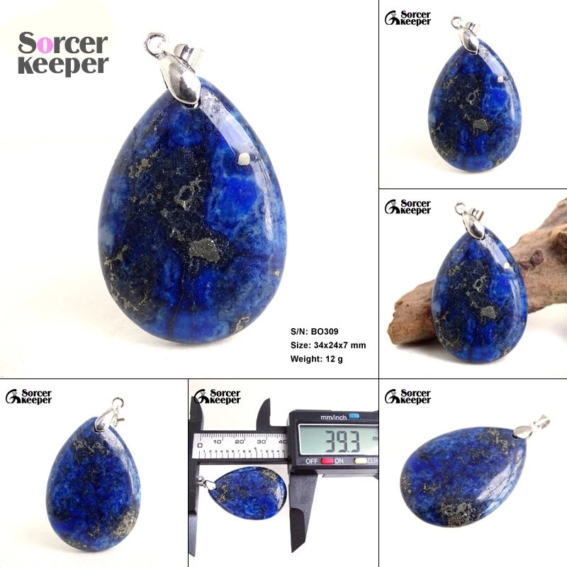 Women & Men Fashion Jewelry Pendants Necklaces With Chain Wholesale Blue Lapis Lazuli Quartz Gemstone Colares Femininos BO302