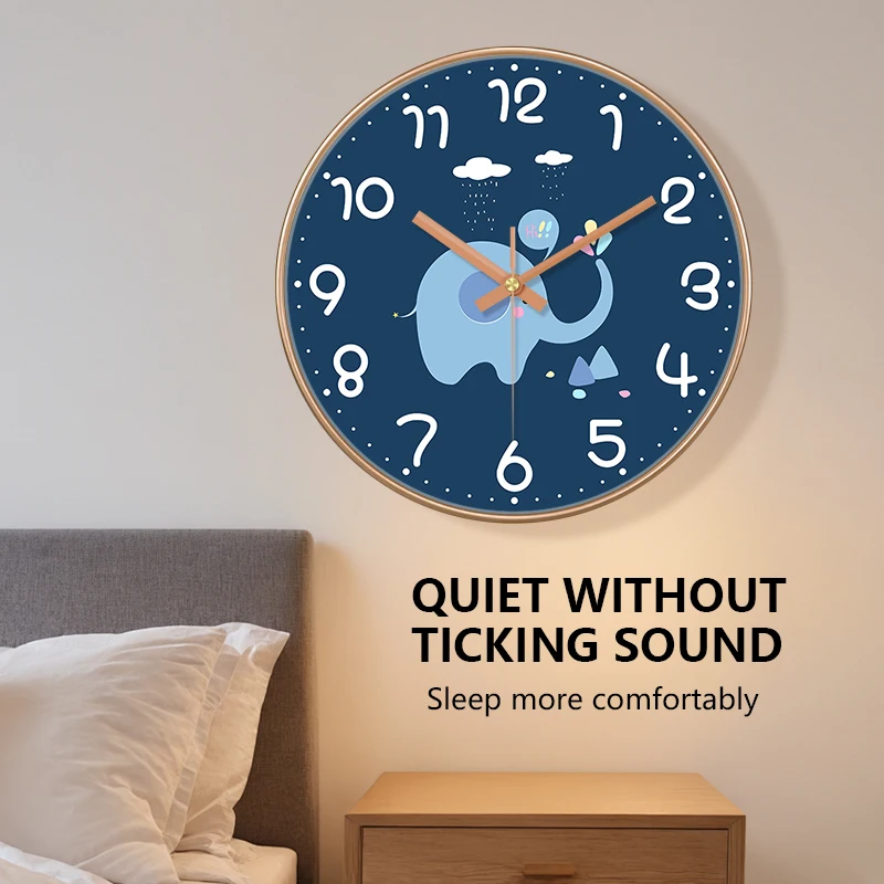 

Kids' Cute Wall Clock Cartoon Animal Design Silent Non-ticking Easy To Read Large Numbers Round Clock For Bedroom Nursery