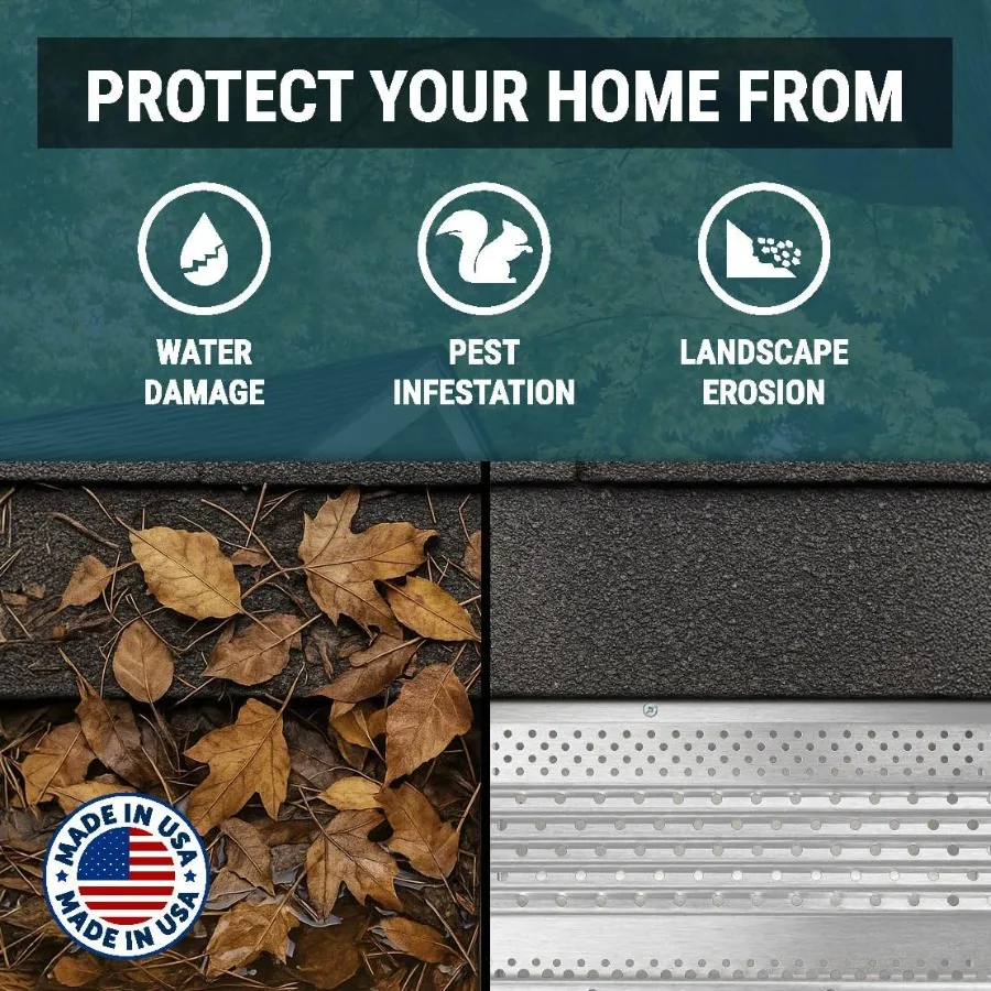 Guarda de calha - Kit de proteção de calha totalmente em alumínio branco nominal de 48 pés com parafusos incluídos para calhas de 5 polegadas DIY amigável 5 pol. x 47 pol.