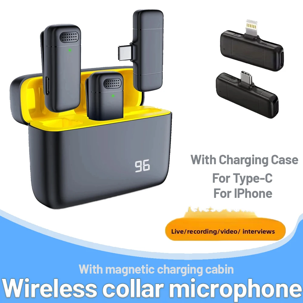 

Мини-беспроводной петличный микрофон с чехлом для зарядки Plug Play петличный микрофон 2 в 1, дизайн, профессиональный микрофон для видеоблогов в реальном времени