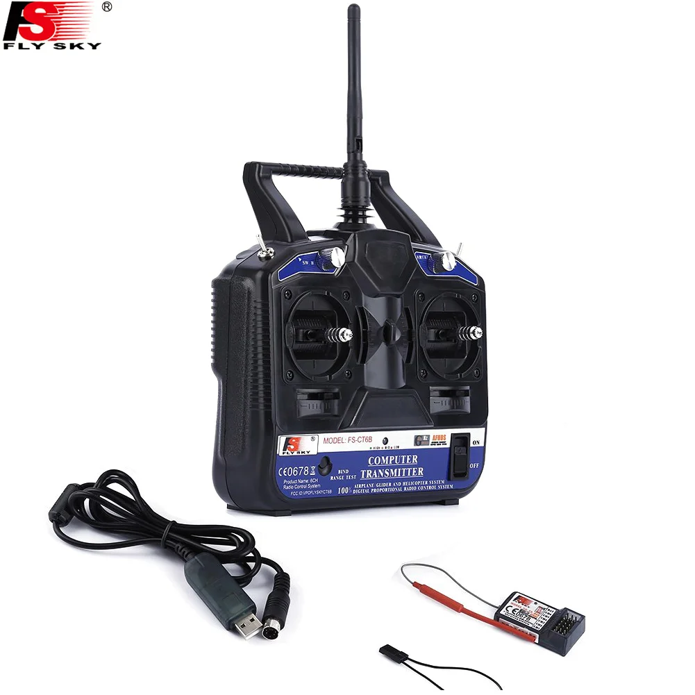

Flysky FS-CT6B 2.4G 6 Channel AFHDS Transmitter with FS-R6B Receiver for RC Quadcopter Multirotor Drone Airplane
