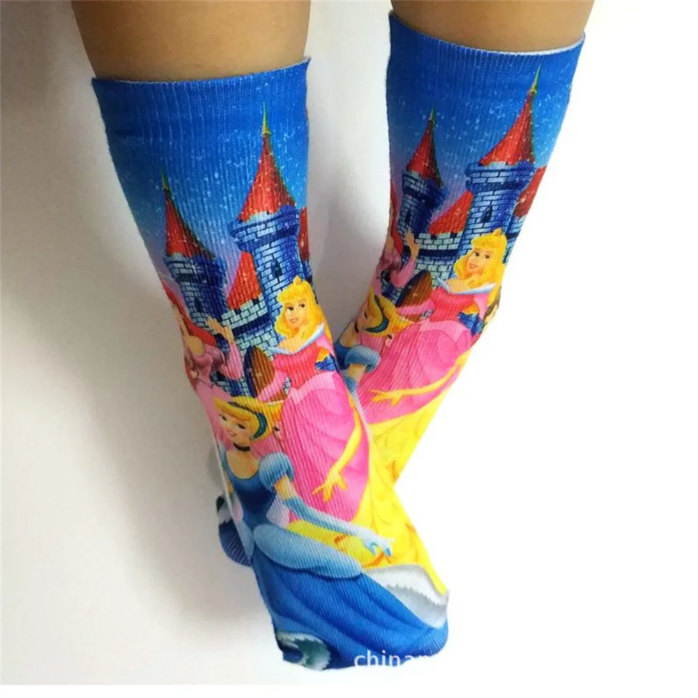 4 pz/Disney Frozen Socks Elsa Anna Anime Figure calzini lunghi per bambini Cartoon Cute Print Funny Boys Girls Cotton Socks Gifts