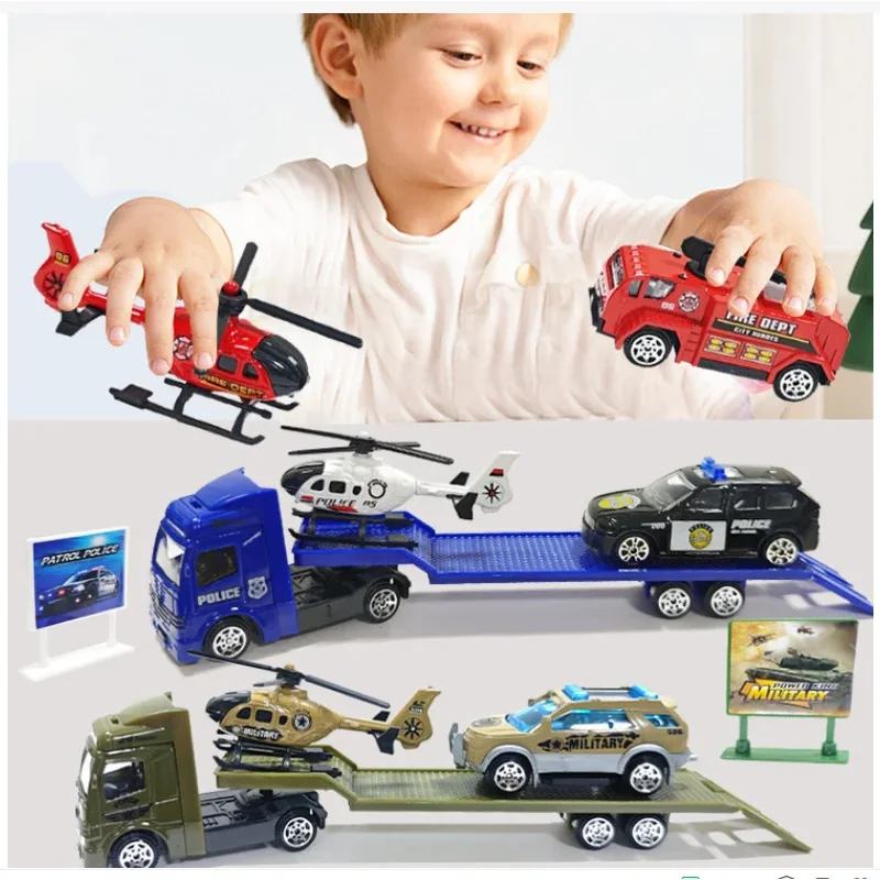 

TEMIKIDS 1:64 Crane Trailer Tow Truck Toy Car Transporter Toy Alloy Diecasts Vehicle Model B431