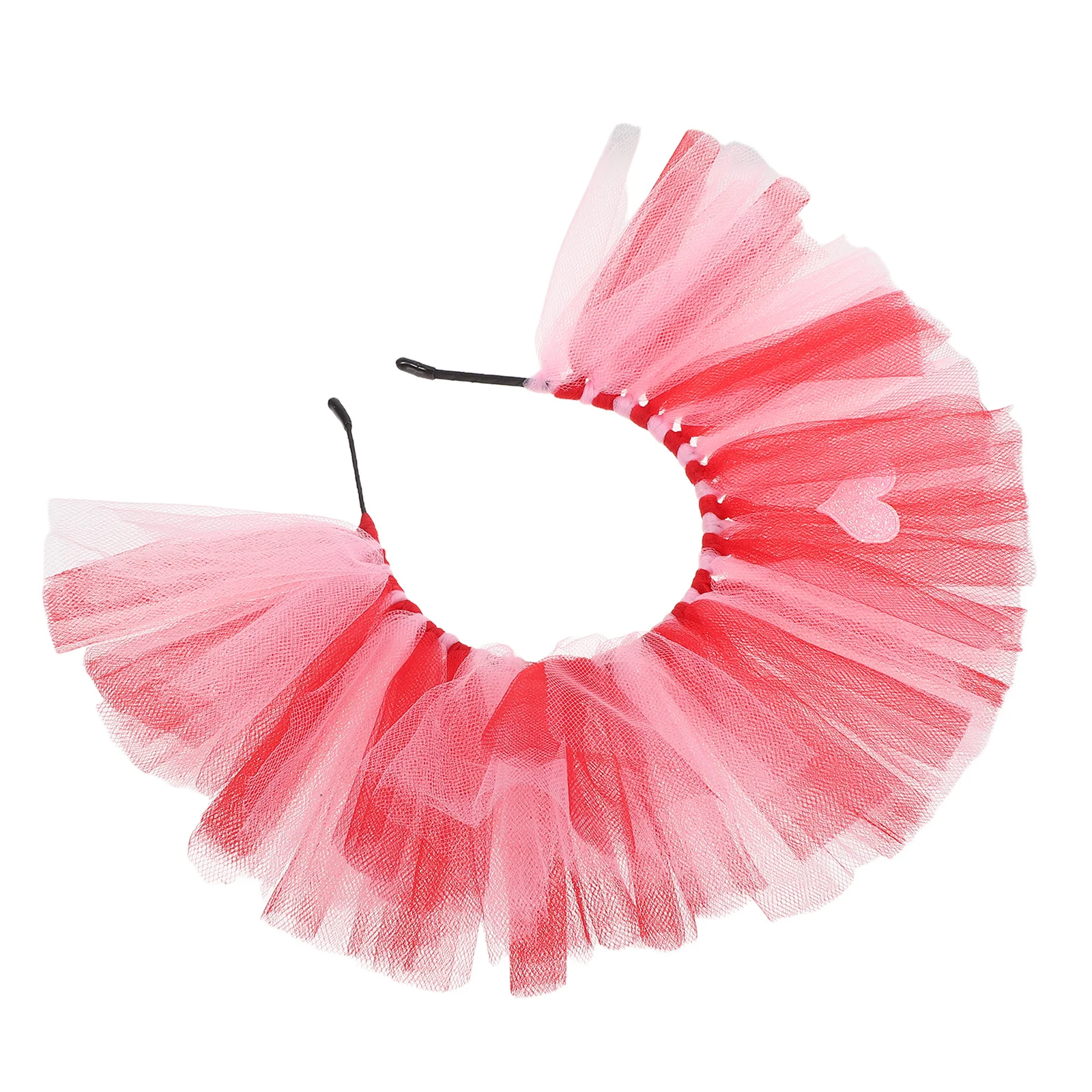 عصابة رأس شبكية على شكل قلب لعيد الحب، عصابة رأس رومانسية خفيفة الوزن من التول، ملحقات حفلات المهرجانات، زينة شعر على شكل قلب الحب