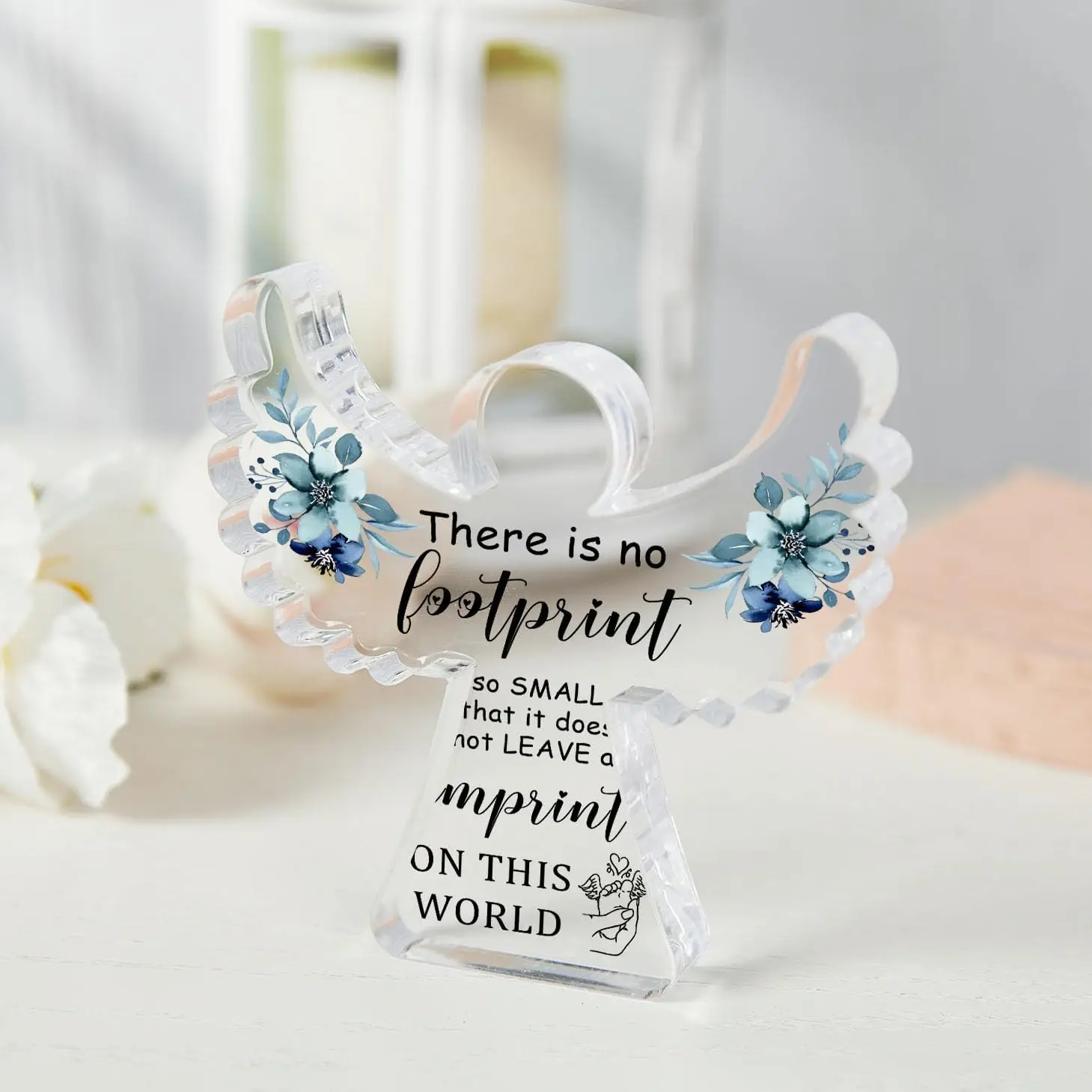 Miscarriage Gifts for Mothers, Remembrance Gift, Sympathy Gifts, Baby Footprint Memorial Angel Acrylic Decor Sign