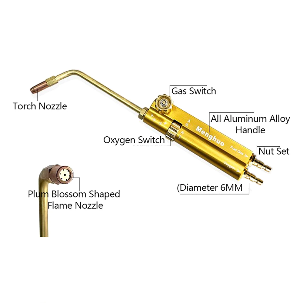 Jet-Suction Welding Torch High Quality Aluminum Alloy Flamethrower Air Conditioning Repair Welding Copper Welding Gun 1500℃