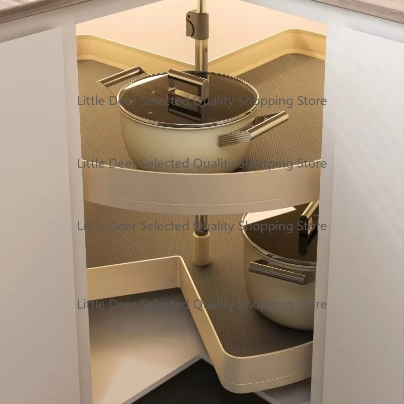 Modern Minimalist Aluminum Wooden Base Kitchen Corner Cabinet Revolving Rotating Drawer Hardware Modular Storage Multi-Function
