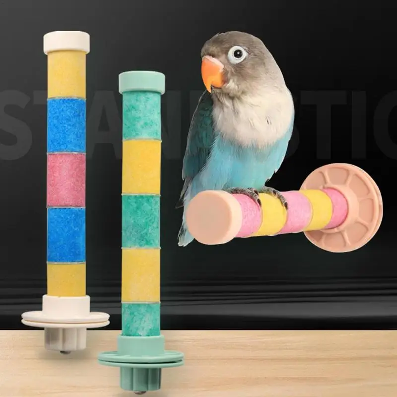 Bird Cage Perch Claw Grinding Parrot Frosted Standing Pole Claw Sharpening Toys For Parakeets Budgies Lovebirds Medium Parrots