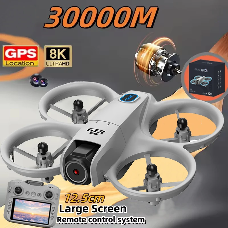 GT3 Mini Drone 8K professionnel double caméra Mode sans tête évitement d'obstacles WiFi FPV Dron 360 °   Jouets quadrirotor RC à rabat pour enfants