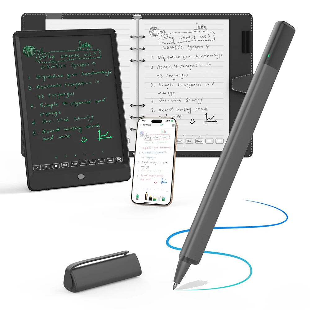 

NEWYES SyncPen 4 Smart Pen with Digital Notebook Digital Pen Sync Pen Erasable Gel Pen Bluetooth Wireless OCR with Notepad