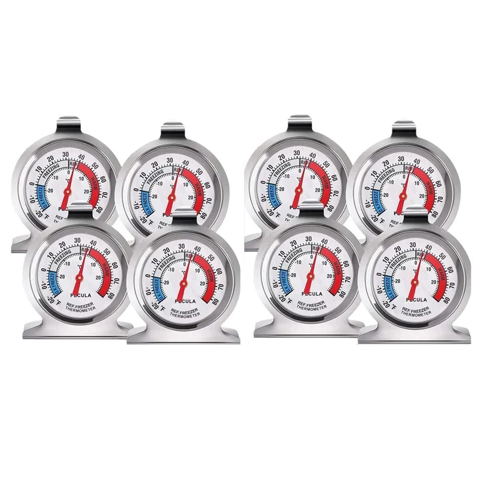 2-pack koelkastthermometer -20-80 ° F Classic koelkastthermometer grote wijzerplaat met rode indicatiethermometer voor vriezerkoeler